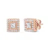 Haus Of Brilliance 14k Rose Gold Plated .925 Sterling Silver 1/2 Cttw Diamond Halo Square-shaped Frame Stud Earring In Multi