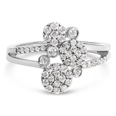 Haus Of Brilliance 14k Rose Gold Plated .925 Sterling Silver 1/2 Cttw Diamond Scatter Composite Bypass Ring In White
