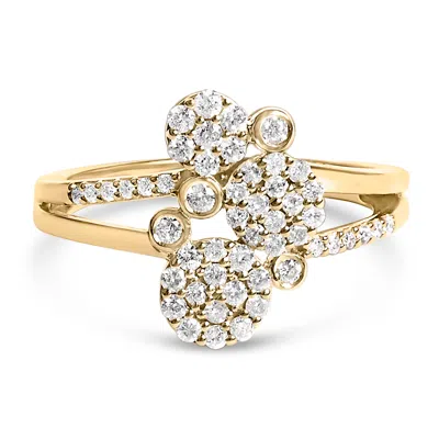 Haus Of Brilliance 14k Rose Gold Plated .925 Sterling Silver 1/2 Cttw Diamond Scatter Composite Bypass Ring In Yellow