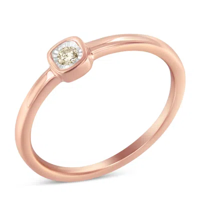 Haus Of Brilliance 14k Rose Gold Plated .925 Sterling Silver 1/20 Carat Diamond Square Cushion-shaped Miracle Set Petit In Multi