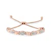 Haus Of Brilliance 14k Rose Gold Plated .925 Sterling Silver Diamond Accent Alternating Marquise Shape And Heart Links  In Multi