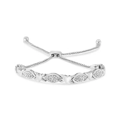 Haus Of Brilliance 14k Rose Gold Plated .925 Sterling Silver Diamond Accent Alternating Marquise Shape And Heart Links  In White