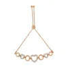 Haus Of Brilliance 14k Rose Gold Plated .925 Sterling Silver Diamond Accent Circle And Heart Link Adjustable 6"-10" Bol In Multi