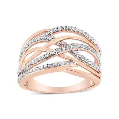Haus Of Brilliance 14k Rose Gold Plated .925 Sterling Silver Diamond Accent Crossover Ring In Multi