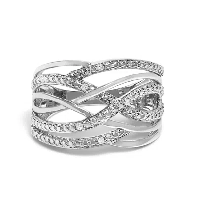 Haus Of Brilliance 14k Rose Gold Plated .925 Sterling Silver Diamond Accent Crossover Ring In White