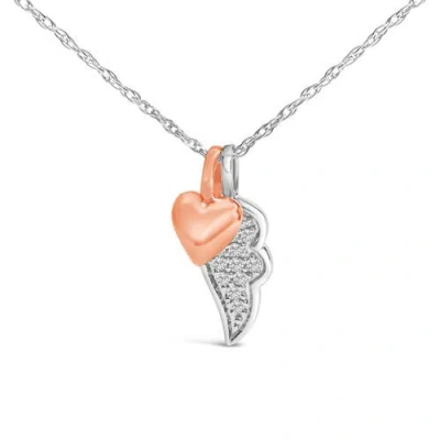 Haus Of Brilliance 14k Rose Gold Plated Sterling Silver 1/10 Cttw Diamond Heart & Wing Pendant Necklace