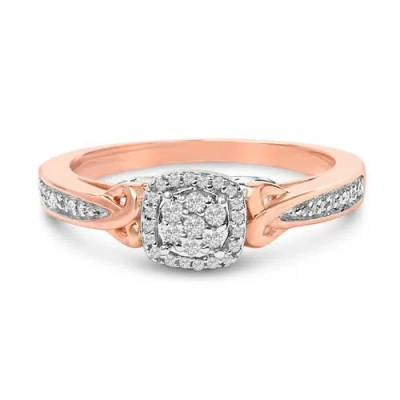 Haus Of Brilliance 14k Rose Gold Plated Sterling Silver 1/6 Cttw Diamond Knot Cluster Ring
