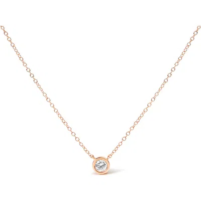 Haus Of Brilliance 14k Rose Gold Plated Sterling Silver Bezel- Diamond Solitaire Pendant Necklace