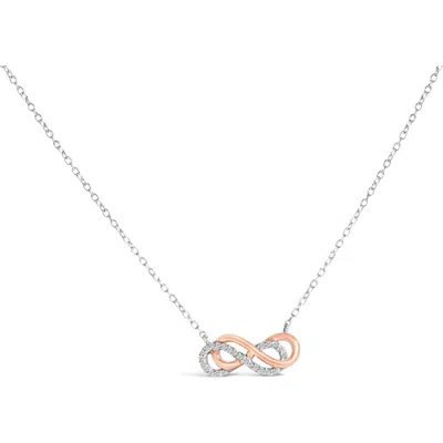Haus Of Brilliance 14k Rose Gold Plated Sterling Silver Diamond Accent Double Infinity Pendant Necklace In Metallic