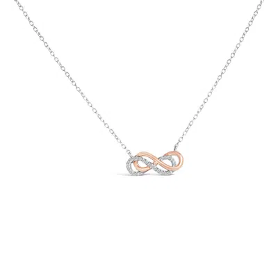 Haus Of Brilliance 14k Rose Gold Plated Sterling Silver Diamond Accent Double Infinity Pendant Necklace In Metallic