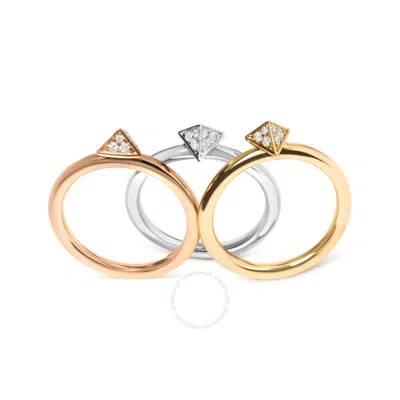 Haus Of Brilliance 14k Tri Gold 1/3 Cttw Diamond Pyramid Stackable Band Ring Set (g-h