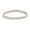 Haus Of Brilliance 14k Two-tone 2.00 Cttw Round-cut And Baguette-cut Diamond Bar Link 7" Bracelet In Multi