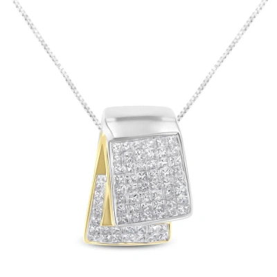 Haus Of Brilliance 14k Two-tone Gold 2 Ct Tdw Diamond Box Pendant Necklace (h-i