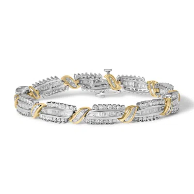 Haus Of Brilliance 14k Two Tone Gold 3.00 Cttw Diamond Multi Row And S Link Bracelet