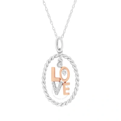 Haus Of Brilliance 14k Two-tone Gold Diamond Accent Love Pendant Necklace(j-k