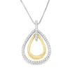 Haus Of Brilliance 14k Two-tone Gold Round Cut Diamond Double Burst Pendant Necklace In Multi