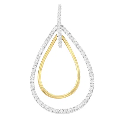 Haus Of Brilliance 14k Two-tone Gold Round Cut Diamond Double Burst Pendant Necklace In Multi