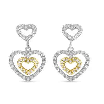 Haus Of Brilliance 14k Two Toned 1/2 Cttw Round Cut Diamond Earrings In Multi