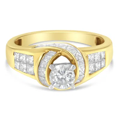 Haus Of Brilliance 14k Two-toned Gold Round, Baguette And Princess Cut Diamond Ring In Multi