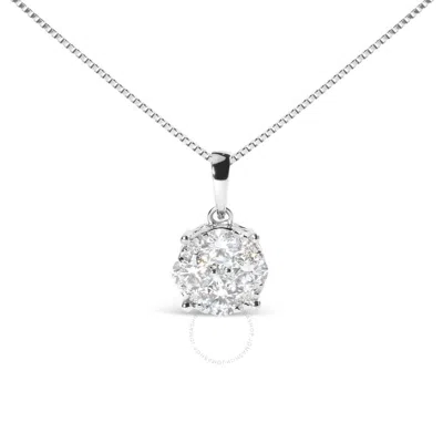 Haus Of Brilliance 14k White 1.00 Cttw Lab Grown Diamond Floral Cluster Pendant 18" Necklace (g-h Co