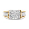 Haus Of Brilliance 14k White And Yellow Gold 1 1/2 Cttw Invisible Set Princess-cut Diamond Quad Style Engagement Ring In Multi