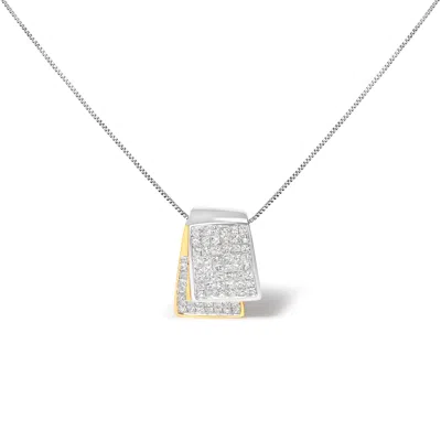 Haus Of Brilliance 14k White And Yellow Gold 2.0 Cttw Princess Cut Diamond Two Tone Foldover Box Pendant 18" Box Chain In Multi