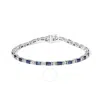 Haus Of Brilliance 14k White Gold 1 1/10 Cttw Diamond And Blue Sapphire Alternating Link Tennis Brac In White