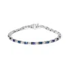 Haus Of Brilliance 14k White Gold 1 1/10 Cttw Diamond And Blue Sapphire Alternating Link Tennis Brac In White