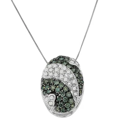 Haus Of Brilliance 14k White Gold 1 1/10 Cttw Round Cut Treated Blue Diamond Fashion Pendant Necklace