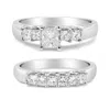 Haus Of Brilliance 14k White Gold 1 1/2 Cttw 5 Stone Princess Diamond Engagement Wedding Ring Set In White