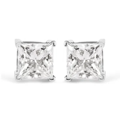 Haus Of Brilliance 14k White Gold 1 1/2 Cttw Clarity Enhanced Princess Cut Diamond Solitaire Stud Earrings