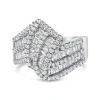 Haus Of Brilliance 14k White Gold 1-1/2 Cttw Round And Baguette Diamond Bypass Cocktail Ring Band In White