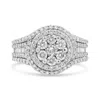 Haus Of Brilliance 14k White Gold 1 1/2 Cttw Diamond Floral Cluster And Studded Shank Halo Ring In White
