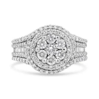 Haus Of Brilliance 14k White Gold 1 1/2 Cttw Diamond Floral Cluster Halo Ring