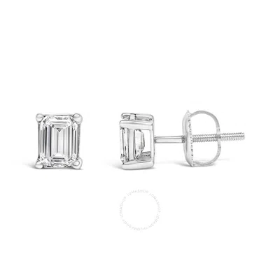 Haus Of Brilliance 14k White Gold 1 1/2 Cttw Emerald Cut Lab-grown Diamond Solitaire Stud Earrings
