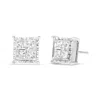 Haus Of Brilliance 14k White Gold 1 1/2 Cttw Invisible Set Princess-cut Diamond Contemporary Wavy Quad Stud Earrings In White