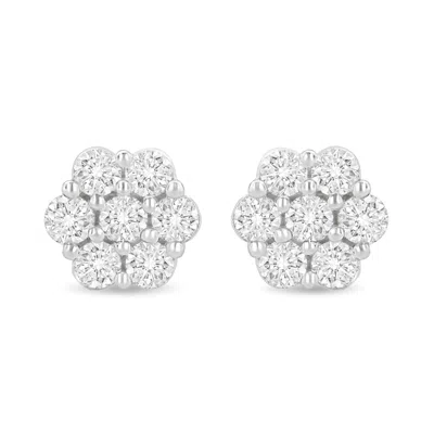 Haus Of Brilliance 14k White Gold 1 1/2 Cttw Prong Set Round-cut Diamond Floral Cluster Stud Earrings (i-j Color, Si1-s