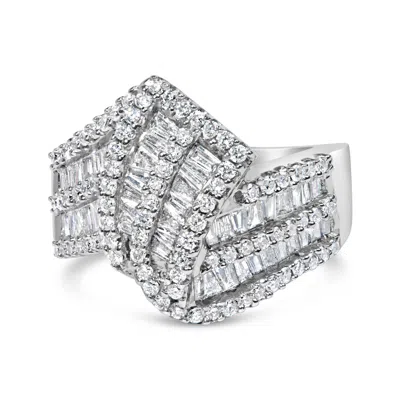 Haus Of Brilliance 14k White Gold 1-1/2 Cttw Round And Baguette Diamond Bypass Cocktail Ring Band