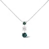 Haus Of Brilliance 14k White Gold 1 1/2 Cttw Treated Blue And White Diamond 3-stone 18" Pendant Necklace In White