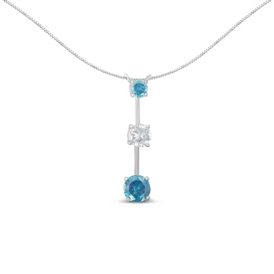 Haus Of Brilliance 14k White Gold 1 1/2 Cttw White And Treated Blue Diamond Pendant Necklace