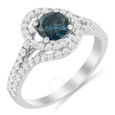 Haus Of Brilliance 14k White Gold 1 1/3 Ct Tdw Treated Blue Diamond Engagement Ring (blue