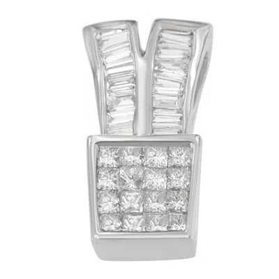 Haus Of Brilliance 14k White Gold 1 1/3 Cttw Princess And Baguette Cut Diamond Sparkling Shapes Pendant Necklace