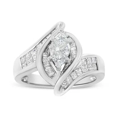 Haus Of Brilliance 14k White Gold 1 1/4 Cttw Pie, Baguette And Princess Cut Diamond Marquise Shape Engagement Cocktail