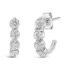 Haus Of Brilliance 14k White Gold 1 1/4 Cttw Round Lab Grown Diamonds 5 Stone Open Hoop Stud Earrings In Silver