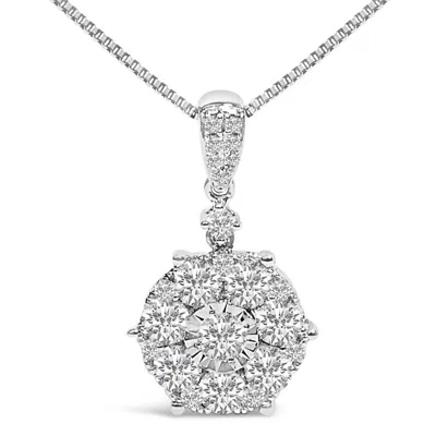 Haus Of Brilliance 14k White Gold 1 1/5 Cttw Diamond Composite Cluster Pendant Necklace - 18"