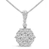Haus Of Brilliance 14k White Gold 1 1/5 Cttw Diamond Composite Cluster Pendant Necklace In Silver