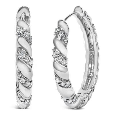 Haus Of Brilliance 14k White Gold 1 1/5 Cttw Lab Grown Diamond Swirl Design 1" Inch Hoop Earrings