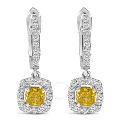 Haus Of Brilliance 14k White Gold 1 1/5 Cttw Yellow Lab Grown Diamond Halo Drop And Dangle Earrings