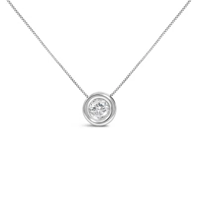 Haus Of Brilliance 14k White Gold 1 1/6 Cttw Bezel Set Diamond Solitaire Pendant Necklace