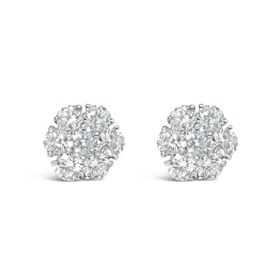 Haus Of Brilliance 14k White Gold 1 3/4 Cttw Lab Grown Diamond Floral Cluster Composite Stud Earrings